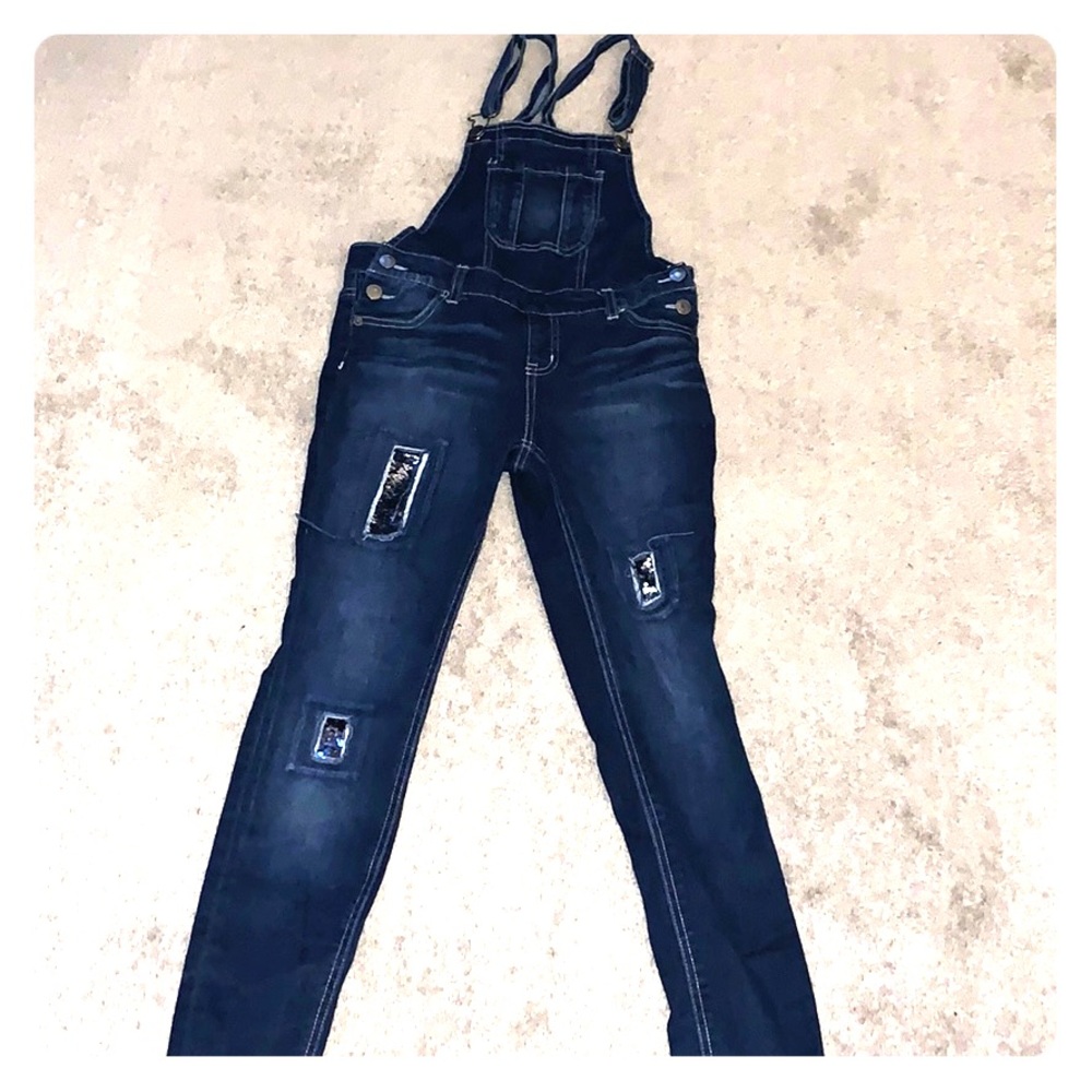 Justice juniors 14 stretchy jean overalls